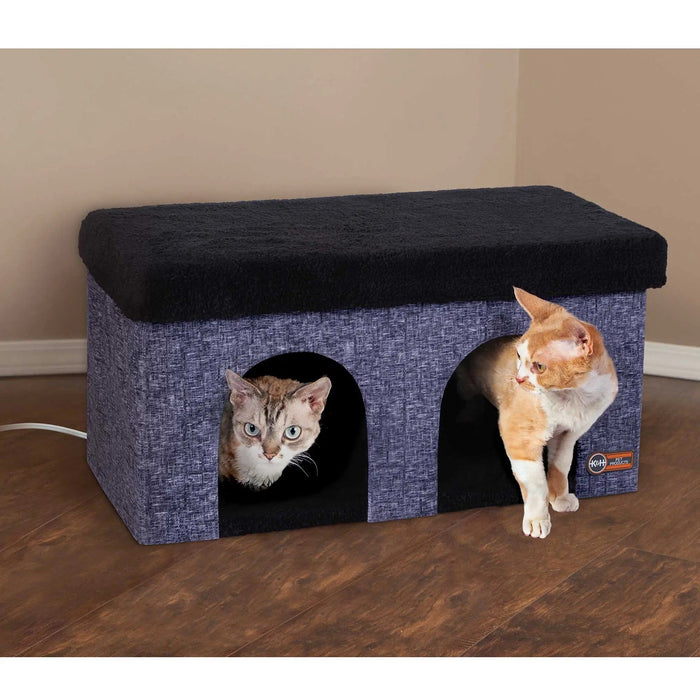 Productos para mascotas K&amp;H Thermo-Kitty Duplex Azul marino 12" x 24" x 12"