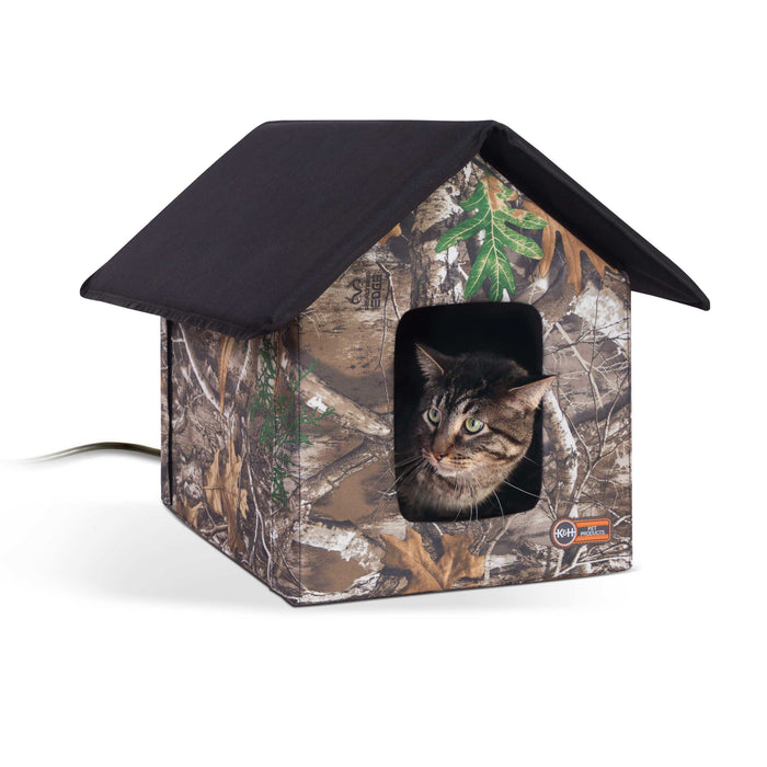 Caseta térmica para gatos Realtree de K&amp;H Pet Products para exteriores, camuflaje, 22" x 18" x 17"