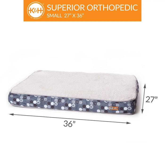 K&H Pet Products Superior Orthopedic Dog Bed Small Gray 27" x 36" x 4"