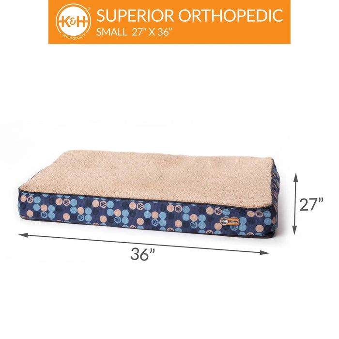 Cama ortopédica para perros de K&amp;H Pet Products Superior, tamaño pequeño, azul marino, 27" x 36" x 4"