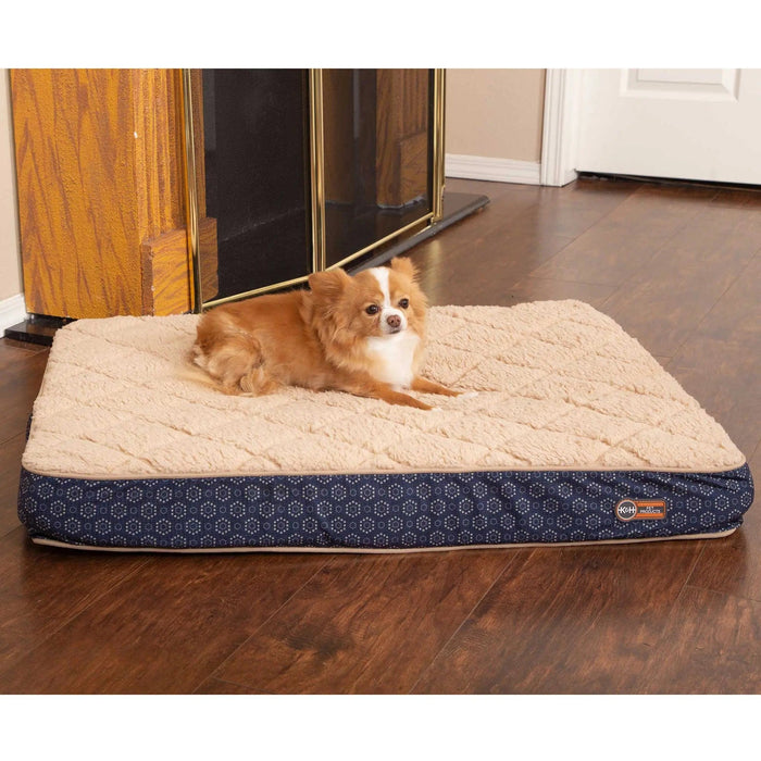 K&H Pet Products Quilt-Top Superior Orthopedic Pet Bed Small Navy Blue 27" x 36" x 4"