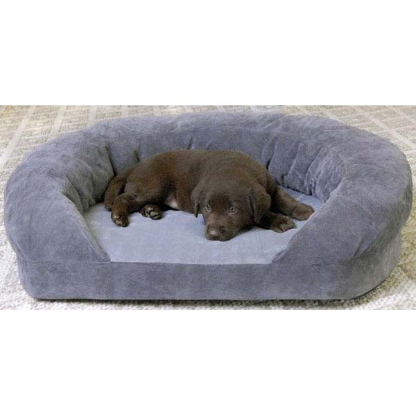 Cama para mascotas Ortho Bolster Sleeper de K&amp;H Pet Products, grande, de terciopelo gris, 40" x 33" x 9,5"