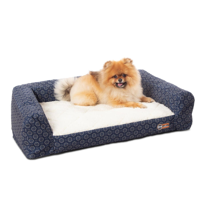 Sofá cama inflable para mascotas K&amp;H Pet Products Geo Flower, tamaño pequeño, azul marino, 18" x 24" x 7"