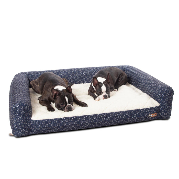 Sofá cama inflable para mascotas K&amp;H Pet Products Geo Flower azul marino mediano de 27" x 36" x 8"