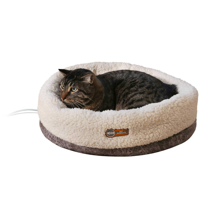 Cama para mascotas Thermo-Snuggle Cup de K&amp;H Pet Products, color gris bombardero, 14" x 18" x 7"