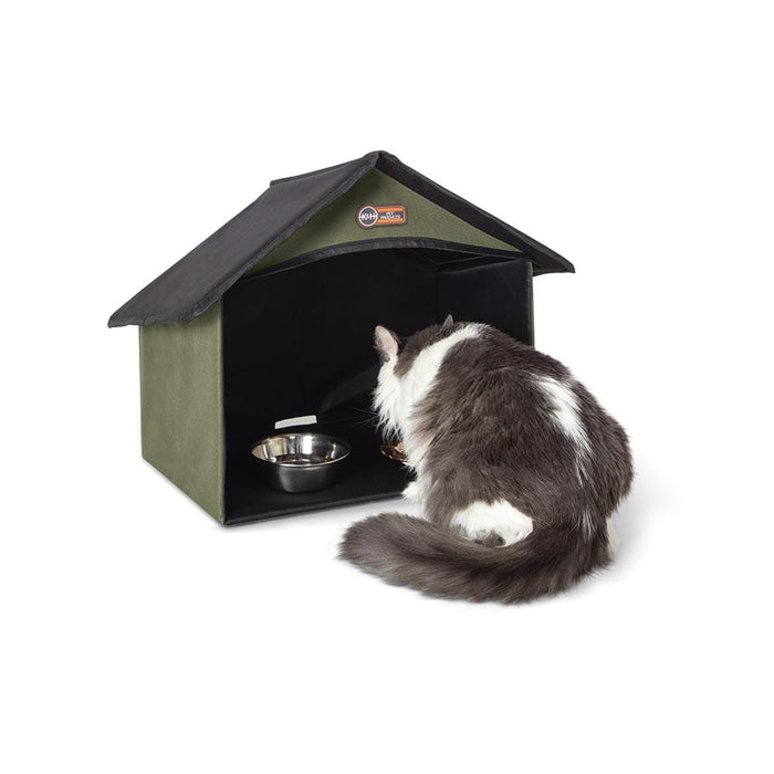 Comedor para gatos al aire libre de K&amp;H Pet Products, color verde, 14" x 20" x 16,5"