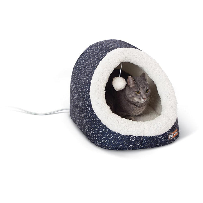 Cueva calefactada Thermo-Pet de K&amp;H Pet Products, color azul marino, 17" x 15" x 13"