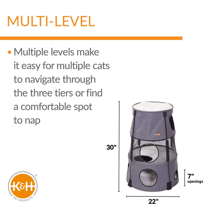 Torre para gatos de K&amp;H Pet Products, color gris, 22" x 22" x 30"