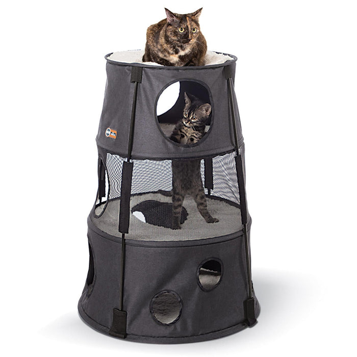 Torre para gatos de K&amp;H Pet Products, color gris, 22" x 22" x 30"