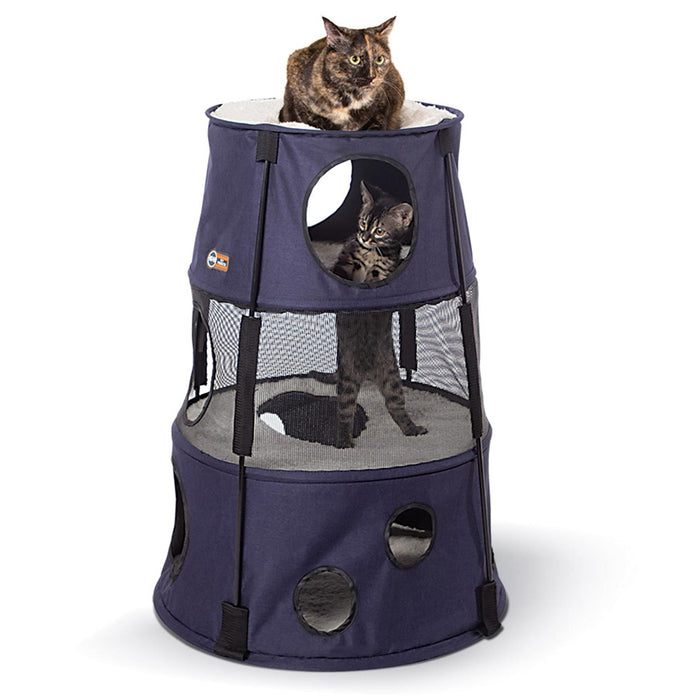 Torre Kitty de K&amp;H Pet Products en mezclilla oscura, 22" x 22" x 30"