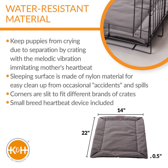 K&H Pet Products Mother’s Heartbeat Puppy Crate Pad Water-Resistant Small Gray 14" x 22" x 0.5"