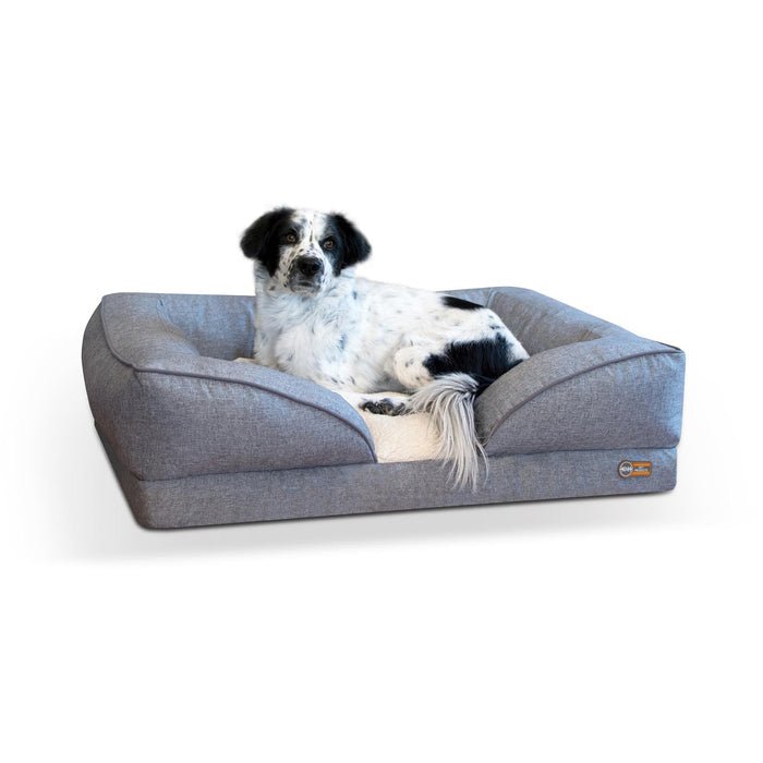 Sofá cama ortopédico para mascotas con cubierta acolchada de K&amp;H Pet Products, grande, gris, 71 x 91 x 24 cm