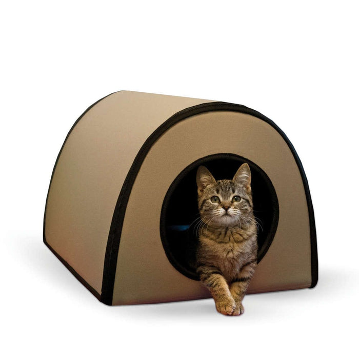 Refugio para gatos Mod Thermo-Kitty de K&amp;H Pet Products, color tostado, 15" x 21,5" x 13"