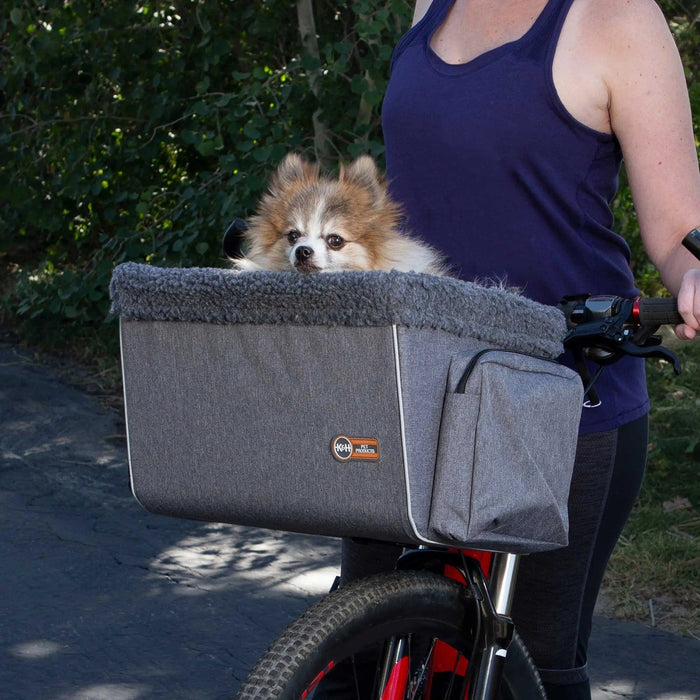 K&H Pet Products Travel Bike Basket for Pets Large Gray 12" x 16" x 10"