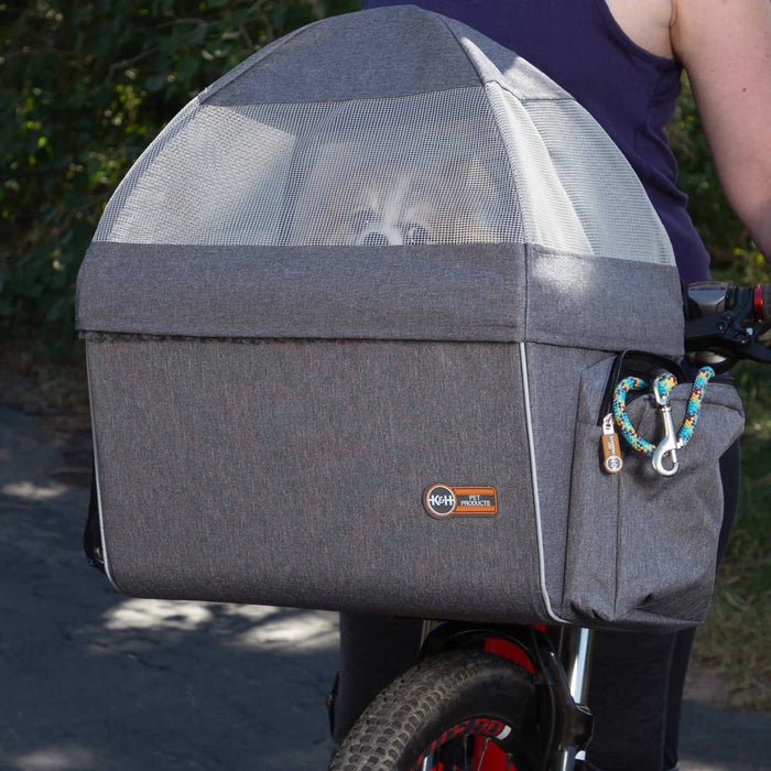 K&H Pet Products Travel Bike Basket Hood for Pets Large Gray 12.5" x 16" x 13"