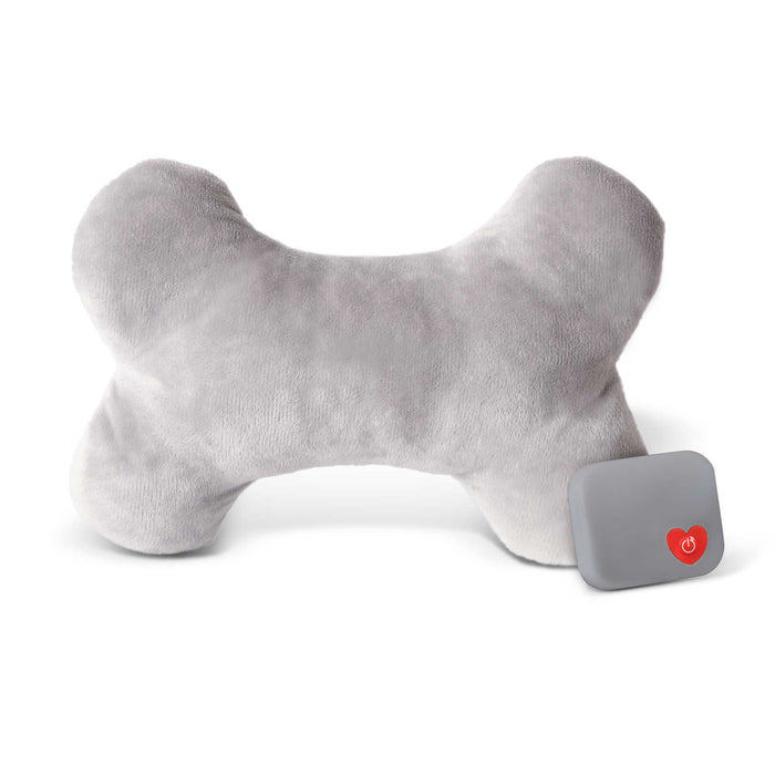 Almohada de peluche con forma de hueso de perro Mother's Heartbeat de K&amp;H Pet Products, grande, gris, 13" x 8" x 4"