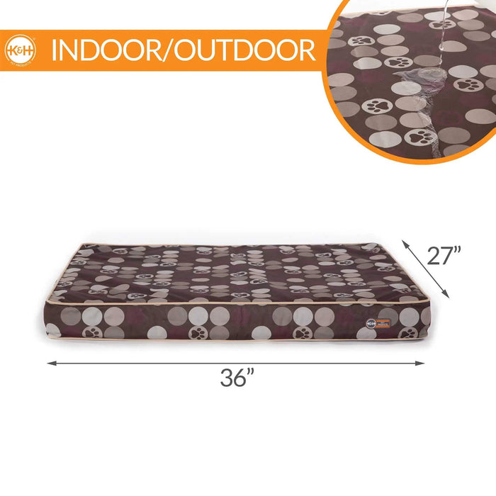 Cama ortopédica superior para interiores y exteriores de K&amp;H Pet Products, pequeña, marrón, 36" x 27" x 4"