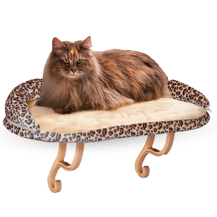 Umbral Deluxe para gatos con soporte de leopardo de K&amp;H Pet Products, 14" x 24" x 10"