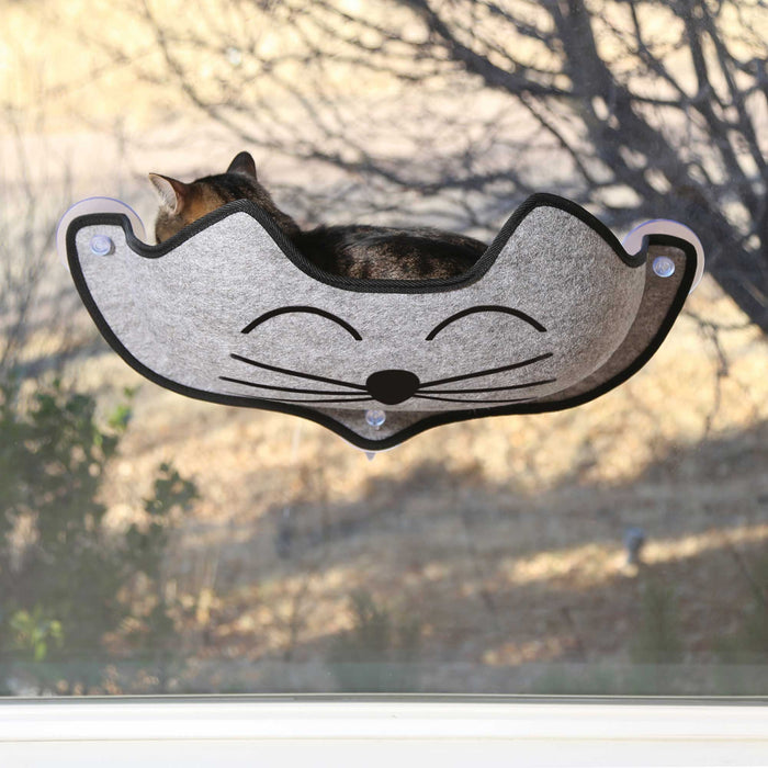 Cama con ventana EZ Mount Kittyface de K&amp;H Pet Products, color gris, 27" x 8" x 11"