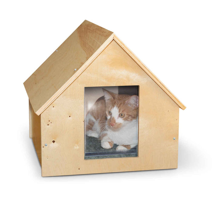 Casa para gatos sin calefacción Birdwood Manor de K&amp;H Pet Products, de madera, 45,7 x 40,6 x 38,1 cm