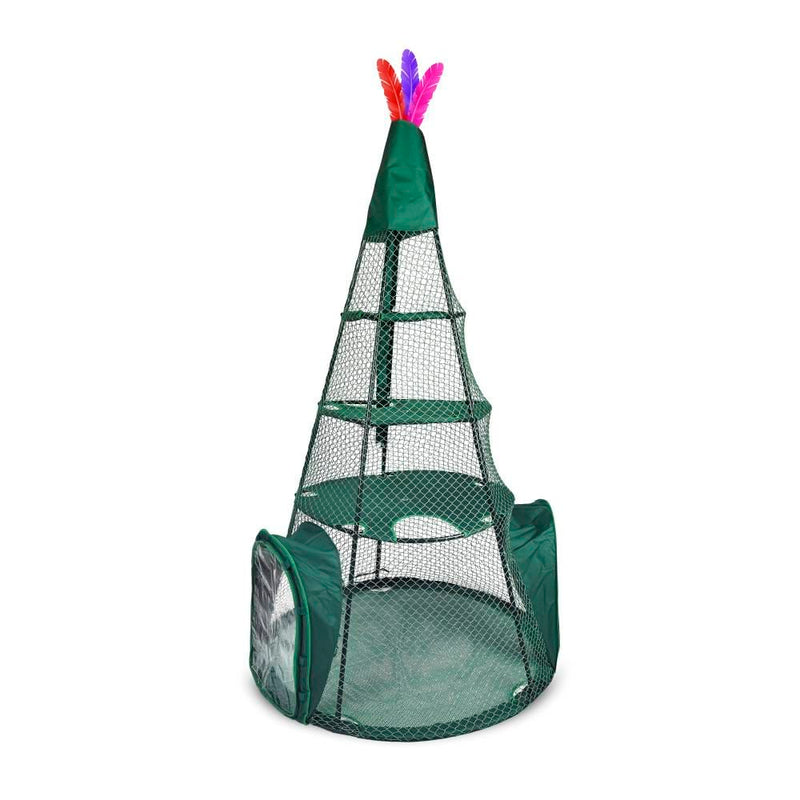 Recinto para gatos al aire libre Kittywalk Teepee, color verde, 48" x 48" x 72"