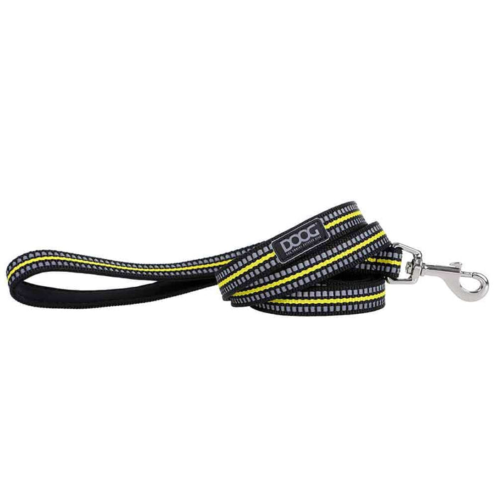 DOOG - Correa de neopreno para perros con perno, color neón, pequeña, negra y amarilla