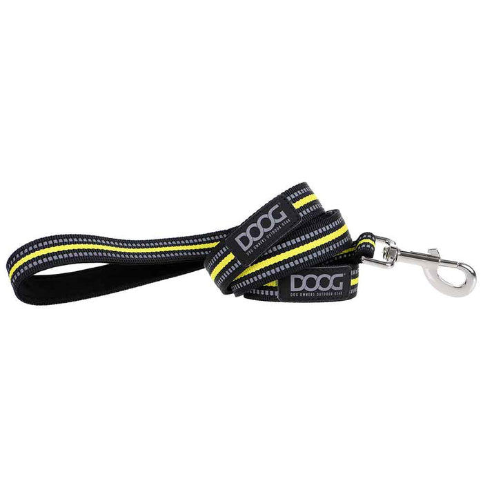 DOOG - Correa de neopreno para perros con perno, color neón, grande, color negro y amarillo