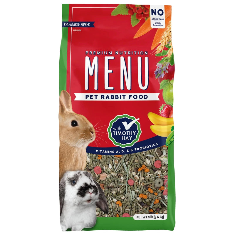 MENU Premium Rabbit Food - Timothy Hay Pellets Blend, Vitamin & Mineral Fortified, 4 lb Bag