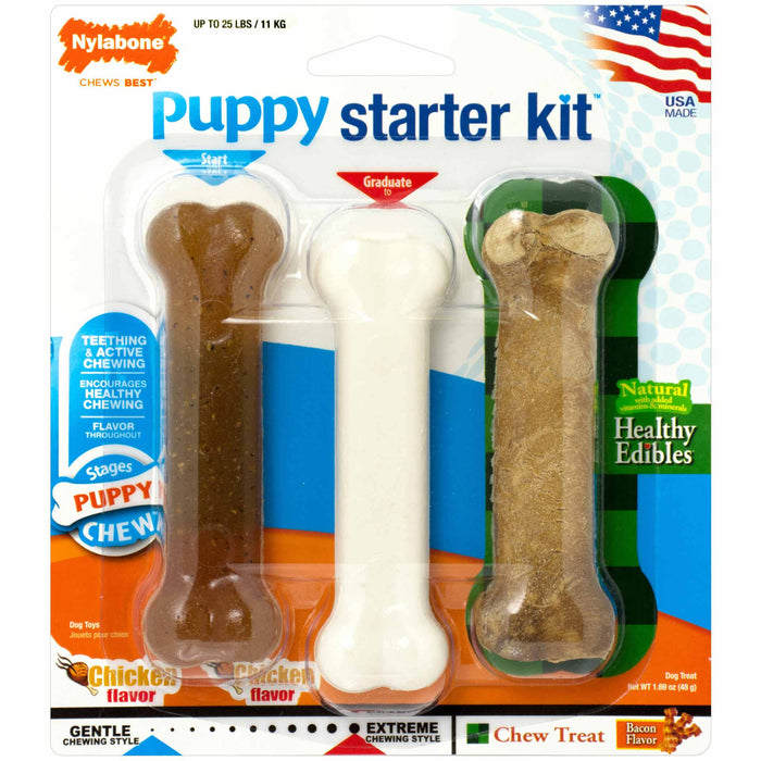 Kit de inicio para cachorros Nylabone, paquete de 3, estándar