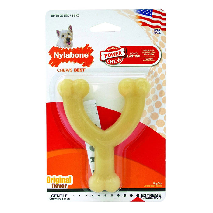 Hueso masticable para perros Nylabone Dura Chew Wishbone de 4,5" x 3,8" x 1"