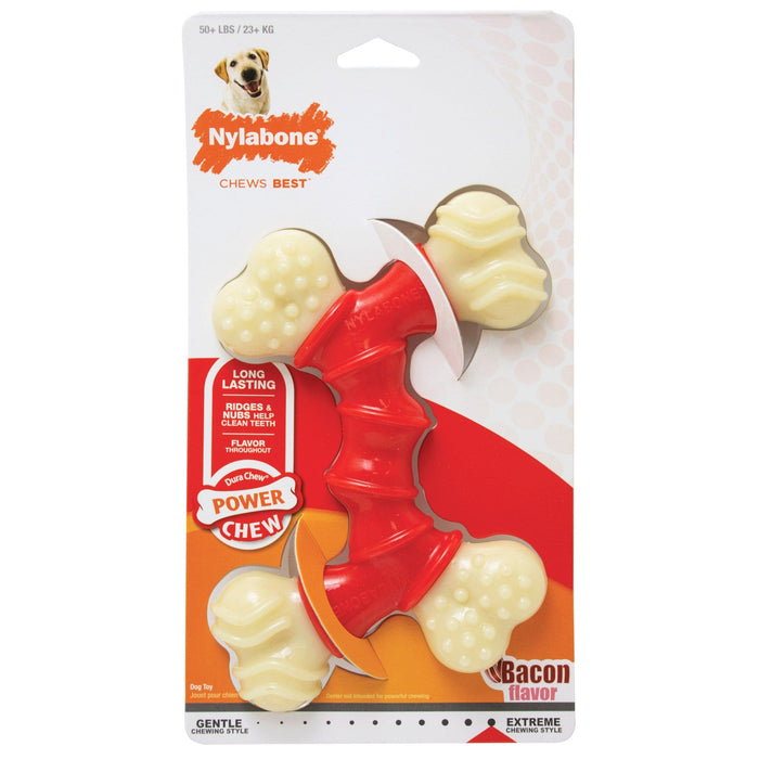 Juguete para masticar Nylabone Power Chew Double Bone con tocino