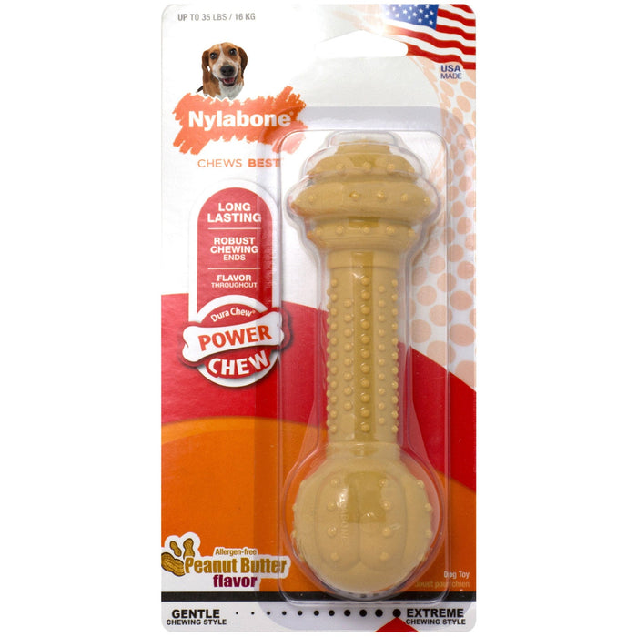 Nylabone Power Chew Barbell Peanut Butter Dog Toy