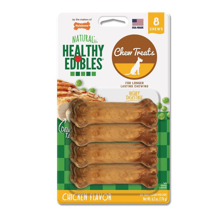 Nylabone Healthy Edibles Golosinas de pollo de larga duración, pequeñas, 8 unidades