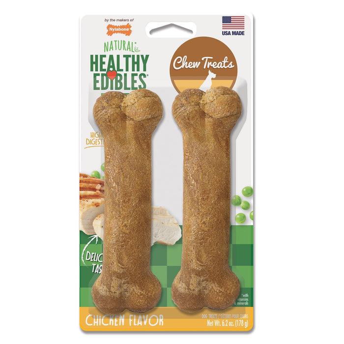 Nylabone Healthy Edibles Golosinas de pollo de mayor duración Wolf, 2 unidades