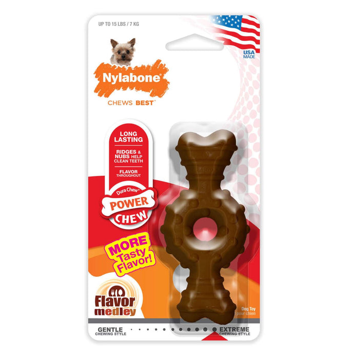 Hueso masticable para perros Nylabone Dura Chew Textured Ring, sabor mixto, extra pequeño, 4" x 2" x 0,5"