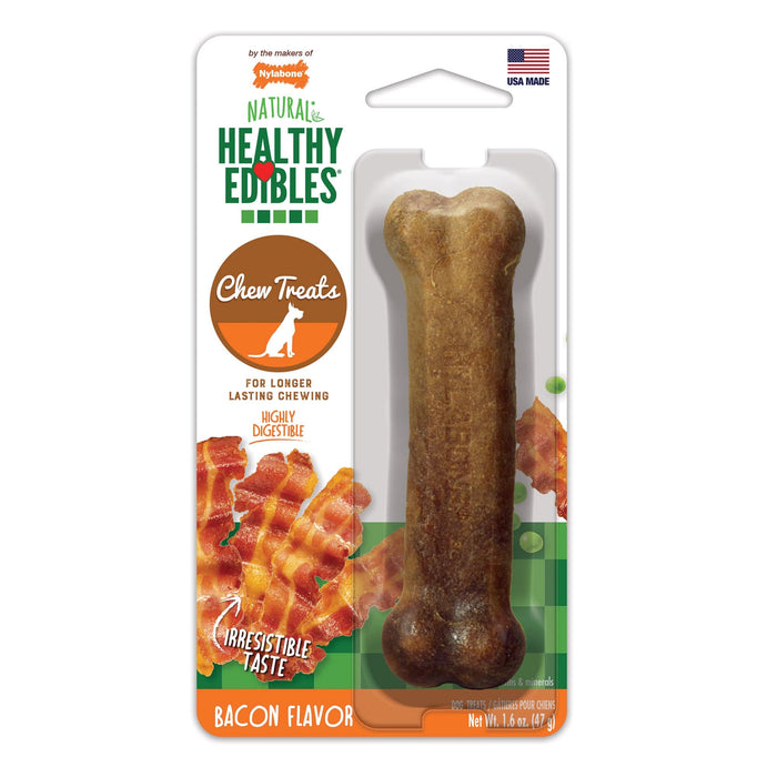 Nylabone Healthy Edibles Golosinas de tocino de larga duración, regulares, 1 unidad