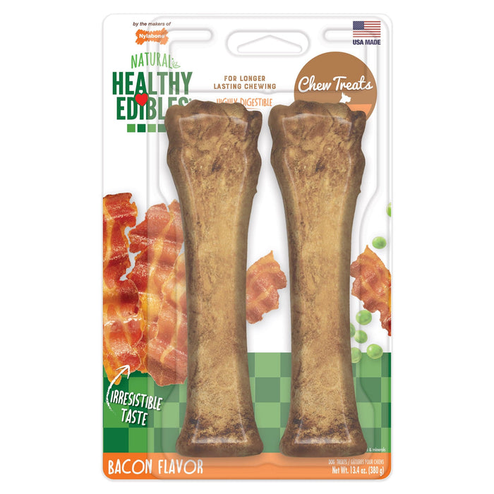 Nylabone Healthy Edibles Golosinas de tocino de larga duración Sourper, 2 unidades