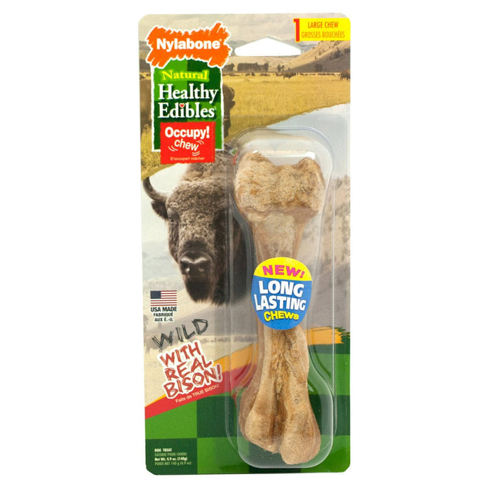 Nylabone Healthy Edibles Golosinas masticables silvestres de bisonte grande, 1 unidad