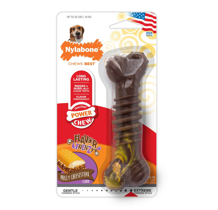 Juguete masticable para perros Nylabone Flavor Frenzy Power Chew Cheesesteak Wolf