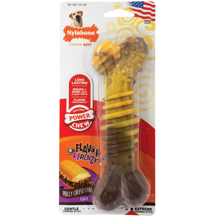 Juguete masticable para perros Nylabone Flavor Frenzy Power Chew Cheesesteak Wolf