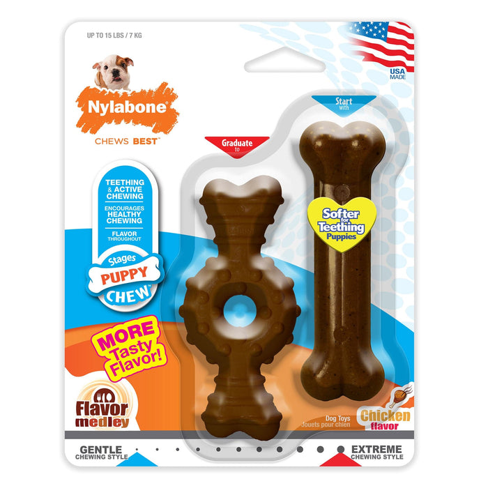 Hueso masticable Nylabone Power Chew Ring y hueso masticable para cachorros de tamaño pequeño