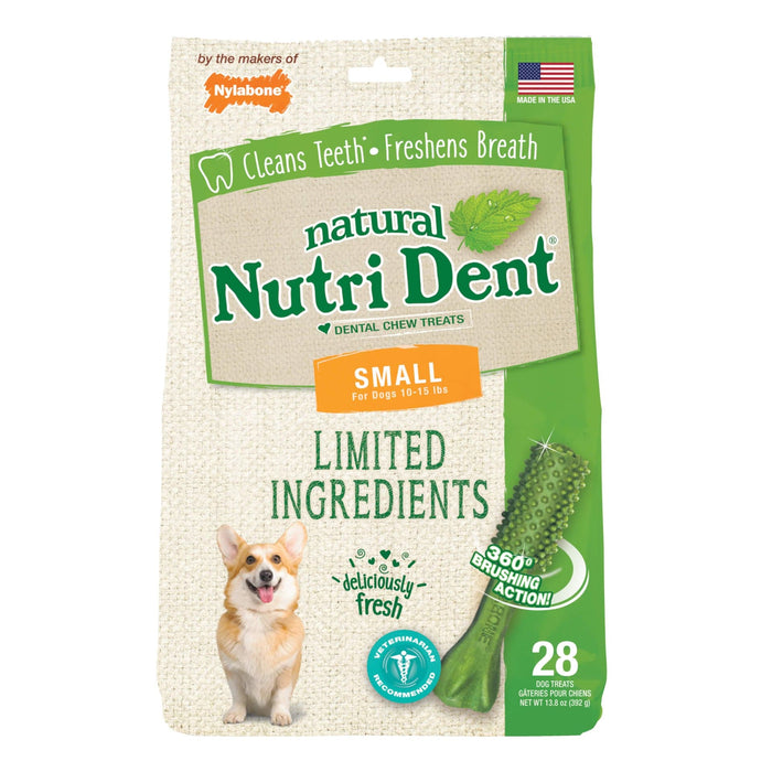 Nylabone Nutri Dent masticables dentales con ingredientes limitados Fresh Breath, tamaño pequeño, 28 unidades