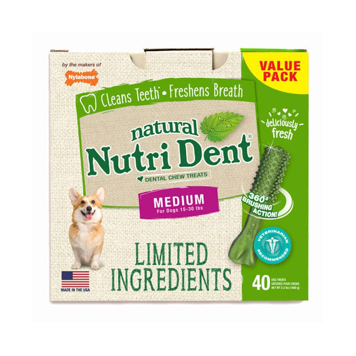 Nylabone Nutri Dent masticables dentales con ingredientes limitados Fresh Breath Medium, 40 unidades