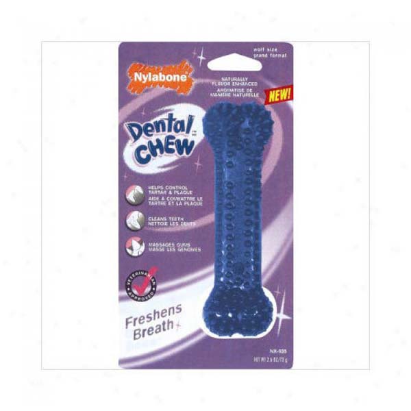 Hueso dental masticable para perros Nylabone, azul, 5" x 1,75" x 1,75"