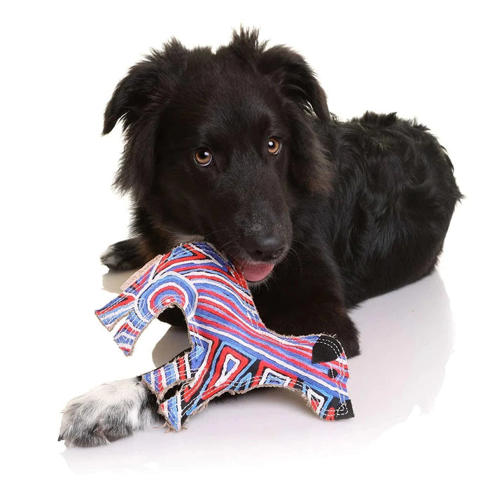 DOOG Outback Tails Desert Dog Chew Toy Junior Red/Blue/White/Black