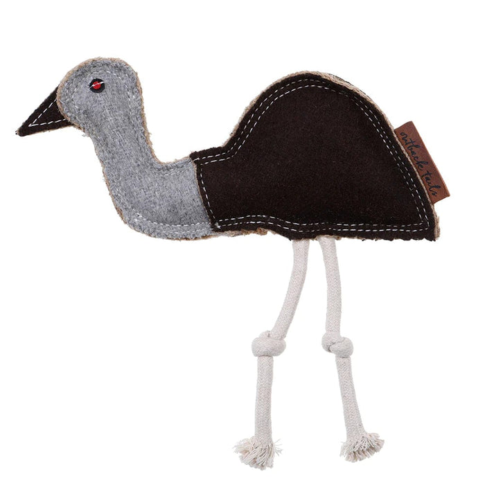 Juguete para perros de fieltro Ernie the Emu de DOOG Outback Tails en color negro y gris