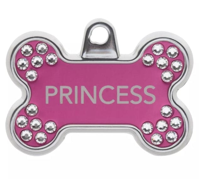 Dog Tag Pink Embellished with Crystals Engravable by Hillman