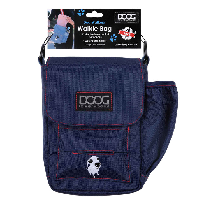 Bolsa para pasear DOOG azul marino y rojo de 3,5" x 8" x 10"