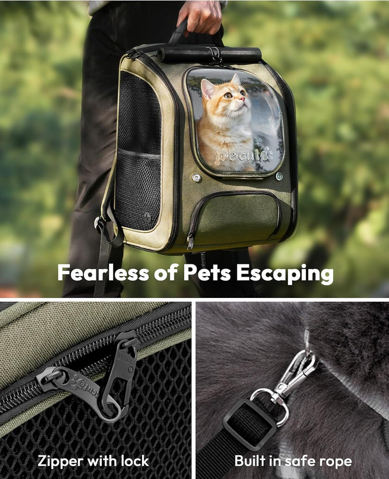 Pecute Cat Backpack Carrier, Large Space Cat Bubble Backpack, Ergonomic, Green