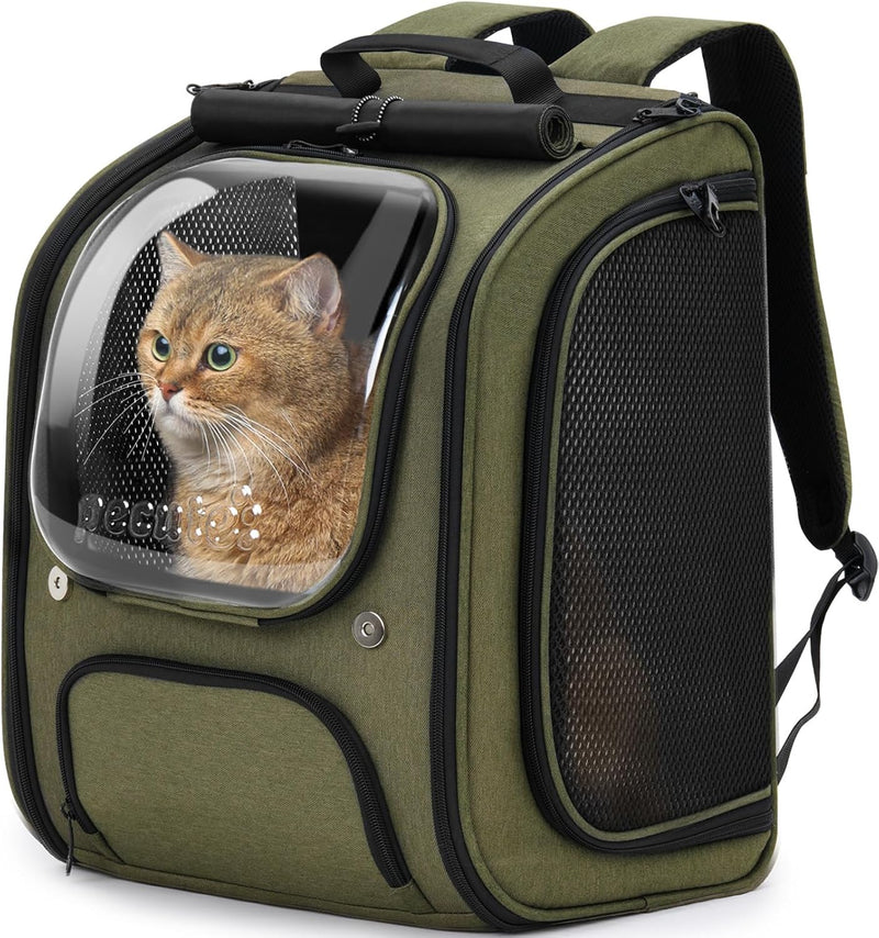 Pecute Cat Backpack Carrier, Large Space Cat Bubble Backpack, Ergonomic, Green